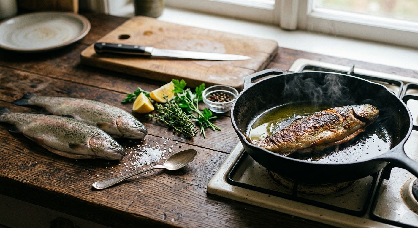 Frischer Fisch in der Küche